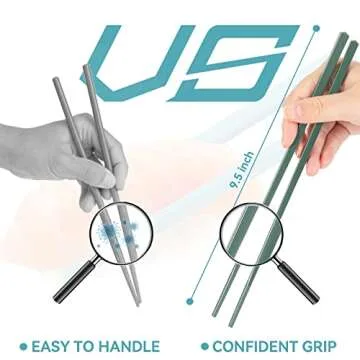 Chopsticks,LIANGKEN 5 Pairs Dishwasher Safe Fiberglass Chopsticks Set,9.5 Inch Reusable Japanese Chinese Chopsticks , Non-Slip, Easy to Use (colorful ) (9.5 inch, color)