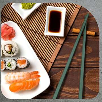 Chopsticks,LIANGKEN 5 Pairs Dishwasher Safe Fiberglass Chopsticks Set,9.5 Inch Reusable Japanese Chinese Chopsticks , Non-Slip, Easy to Use (colorful ) (9.5 inch, color)