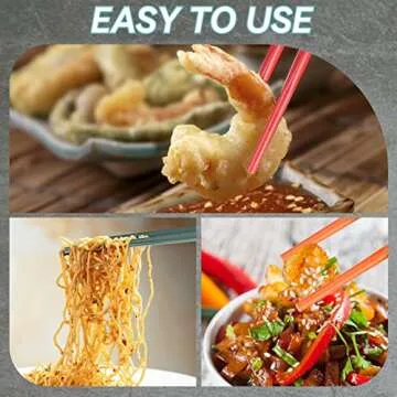Chopsticks,LIANGKEN 5 Pairs Dishwasher Safe Fiberglass Chopsticks Set,9.5 Inch Reusable Japanese Chinese Chopsticks , Non-Slip, Easy to Use (colorful ) (9.5 inch, color)