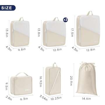DIMJ Compression Packing Cubes - 7 Set Lightweight Compression Bags for Travel