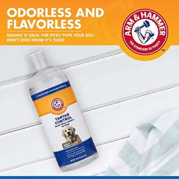 Arm & Hammer Dog Water Additive for Dental Care - Bad Breath Eliminator for Dogs & Dog Breath Freshener - Dog Tooth Plaque Cleaner & Dog Tartar Remover - 16 Fl Oz Dental Rinse for Dogs - Pack of 1