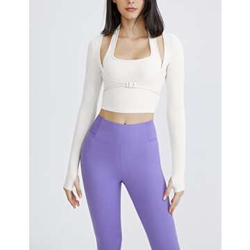 Gihuo Long Sleeve Crop Top for Women - Stylish Yoga & Workout Shirt