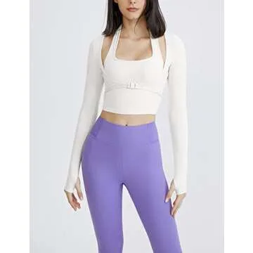 Gihuo Long Sleeve Crop Top for Women - Stylish Yoga & Workout Shirt