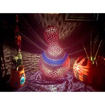 Earth Tones Colored Handmade Modern Gourd Lamp Night Light Unique Birthday Gift Idea Teens Study Bed...