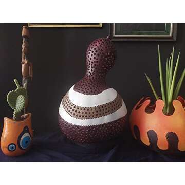 Earth Tones Colored Handmade Modern Gourd Lamp Night Light Unique Birthday Gift Idea Teens Study Bedroom Home Decor Furniture Wall