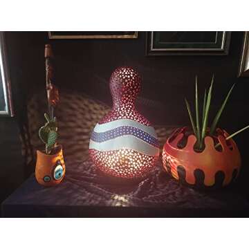 Earth Tones Colored Handmade Modern Gourd Lamp Night Light Unique Birthday Gift Idea Teens Study Bedroom Home Decor Furniture Wall