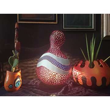 Earth Tones Colored Handmade Modern Gourd Lamp Night Light Unique Birthday Gift Idea Teens Study Bedroom Home Decor Furniture Wall