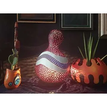 Earth Tones Colored Handmade Modern Gourd Lamp Night Light Unique Birthday Gift Idea Teens Study Bedroom Home Decor Furniture Wall