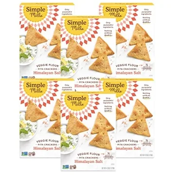 Simple Mills Veggie Pita Crackers with Himalayan Salt - Gluten Free, Vegan, Healthy Snacks