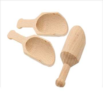 ccHuDE 6 Pcs Mini Wooden Scoops Small Bath Salts Spoon Candy Spoon for Spices Tea Coffee Beans