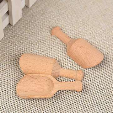 ccHuDE 6 Pcs Mini Wooden Scoops Small Bath Salts Spoon Candy Spoon for Spices Tea Coffee Beans