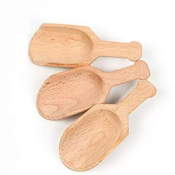 ccHuDE 6 Pcs Mini Wooden Scoops Small Bath Salts Spoon Candy Spoon for Spices Tea Coffee Beans