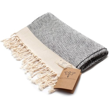 SMYRNA TURKISH COTTON Vintage Series Turkish Hand Towels, 16x40 inch, Decorative Turkish Hand Towels for Bathroom, Kitchen, Face, Hair, Tea, Yoga, Gym, Dishcloth Set of 2, Gray