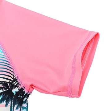 BAOHULU Girls Swimsuit Two Piece Tankini UPF 50+ UV Protective Rash Guard Set 3-12 Years S200_GreenPink_12A Green Pink