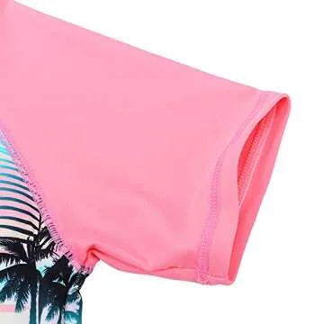 BAOHULU Girls Swimsuit Two Piece Tankini UPF 50+ UV Protective Rash Guard Set 3-12 Years S200_GreenPink_12A Green Pink