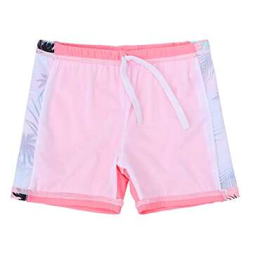 BAOHULU Girls Swimsuit Two Piece Tankini UPF 50+ UV Protective Rash Guard Set 3-12 Years S200_GreenPink_12A Green Pink