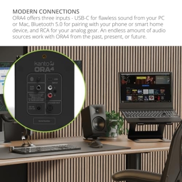 Kanto ORA4 140W Reference Speakers Black - Bluetooth Enabled