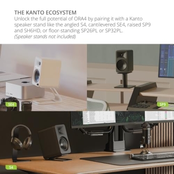 Kanto ORA4 140W Reference Speakers Black - Bluetooth Enabled