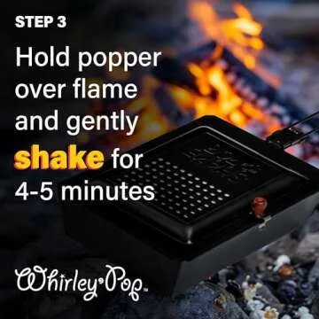 Whirley Pop Campfire Popcorn Popper - Traditional Shake and Pop, Lightweight Camping Popcorn Popper with Long Handle, 3 Quarts.