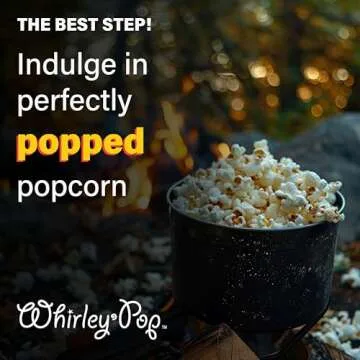 Whirley Pop Campfire Popcorn Popper - Traditional Shake and Pop, Lightweight Camping Popcorn Popper with Long Handle, 3 Quarts.