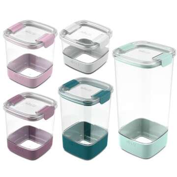 Ello Airtight Food Storage Canisters Set - 5 Sizes for Pantry Organization