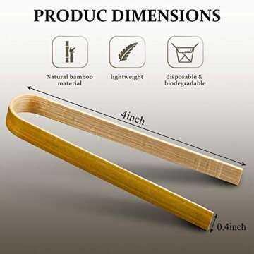 Patelai 90 Pieces Mini Bamboo Tongs Long Toast Tongs Disposable Wooden Cooking Bamboo Cooking Utensi...