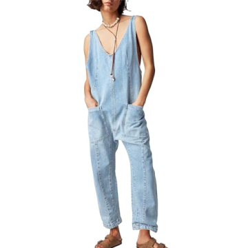 PLNOTME Women's Denim Overall Jumpsuits - Comfortable & Stylish Sleeveless Romper