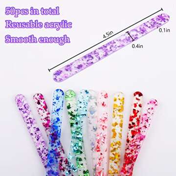 AIERSA 50Pcs Acrylic Popsicle Sticks, Reusable Cakesicle Sticks for Popsicles Molds DIY Ice Pop, Cak...