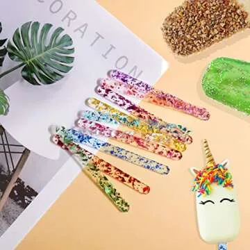 AIERSA 50Pcs Acrylic Popsicle Sticks, Reusable Cakesicle Sticks for Popsicles Molds DIY Ice Pop, Cake Pop,Candy Desert Making Crafts, 10 Colors