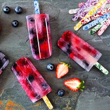 AIERSA 50Pcs Acrylic Popsicle Sticks, Reusable Cakesicle Sticks for Popsicles Molds DIY Ice Pop, Cake Pop,Candy Desert Making Crafts, 10 Colors