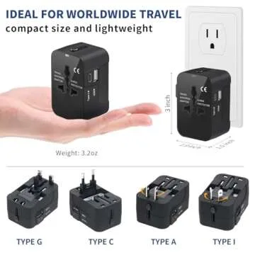 Universal Travel Adapter with USB C for Global Charging