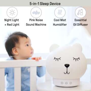 Ingenuity Baby Dream Machine 5-in-1 Sleep Device with Cool-Mist Humidifier, Night Light, Red Light, ...