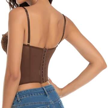 Raxnode Lace Bustier Corset Tops for Women - Sexy Going Out Party Club Top with Buckle