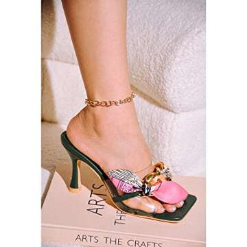 Cape Robbin Concur Sexy Stiletto High Heels for Women, Transparent Square Open Toe Shoes with Bow, Clear Heels Sandals for Women - Green Size 8