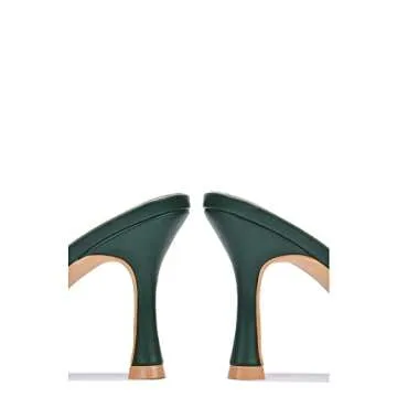 Cape Robbin Concur Sexy Stiletto High Heels for Women, Transparent Square Open Toe Shoes with Bow, Clear Heels Sandals for Women - Green Size 8