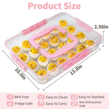 MesRosa Deviled Egg Containers with Lid and Handle, Durable Clear Plastic Deviled Egg Carrier Storag...