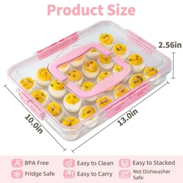 MesRosa Deviled Egg Containers with Lid and Handle, Durable Clear Plastic Deviled Egg Carrier Storag...