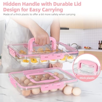 MesRosa Durable Deviled Egg Container with Lid and Handle