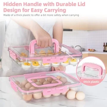 MesRosa Durable Deviled Egg Container with Lid and Handle