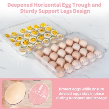 MesRosa Durable Deviled Egg Container with Lid and Handle