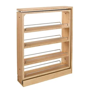 Rev-A-Shelf 3-Tier Base Filler Pullout Shelf Organizer for Kitchen, 6" x 23" x 30" in Maple