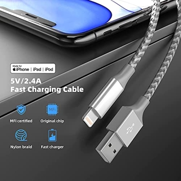 iPhone MFi Certified Fast Charging Long Lightning Cable 3Pack