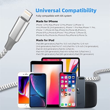 iPhone MFi Certified Fast Charging Long Lightning Cable 3Pack