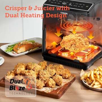 COSORI 6.8Qt Air Fryer, 12-in-1 Dual Blaze for 360° Crispy Meals, No Shaking & Preheating to Fast C...