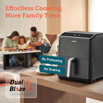 COSORI 6.8Qt Air Fryer, 12-in-1 Dual Blaze for 360° Crispy Meals, No Shaking & Preheating to Fast Cooking with Bake, Roast, Broil, 100+In-App Recipes, Dishwasher Safe