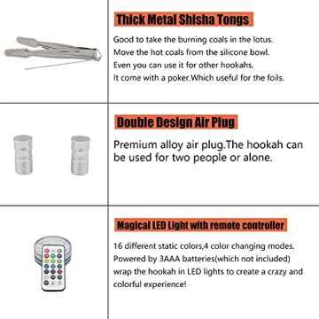 WOKHACH Hookah Set with Upgraded LED Design & Features