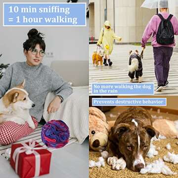 Ablechien Snuffle Ball for Dogs, Find The Hidden Food, Interactive Dog Toys for Boredom, Soft Polar Fleece Machine Washable, Dog Snuffle Ball, Relief Anxiety, Sniffle Ball