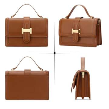 KKXIU Brown Vegan Leather Crossbody Purse for Women