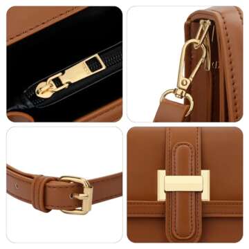 KKXIU Brown Vegan Leather Crossbody Purse for Women