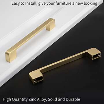 Rergy Gold Cabinet Pulls for Kitchens - 10 Pack Durability